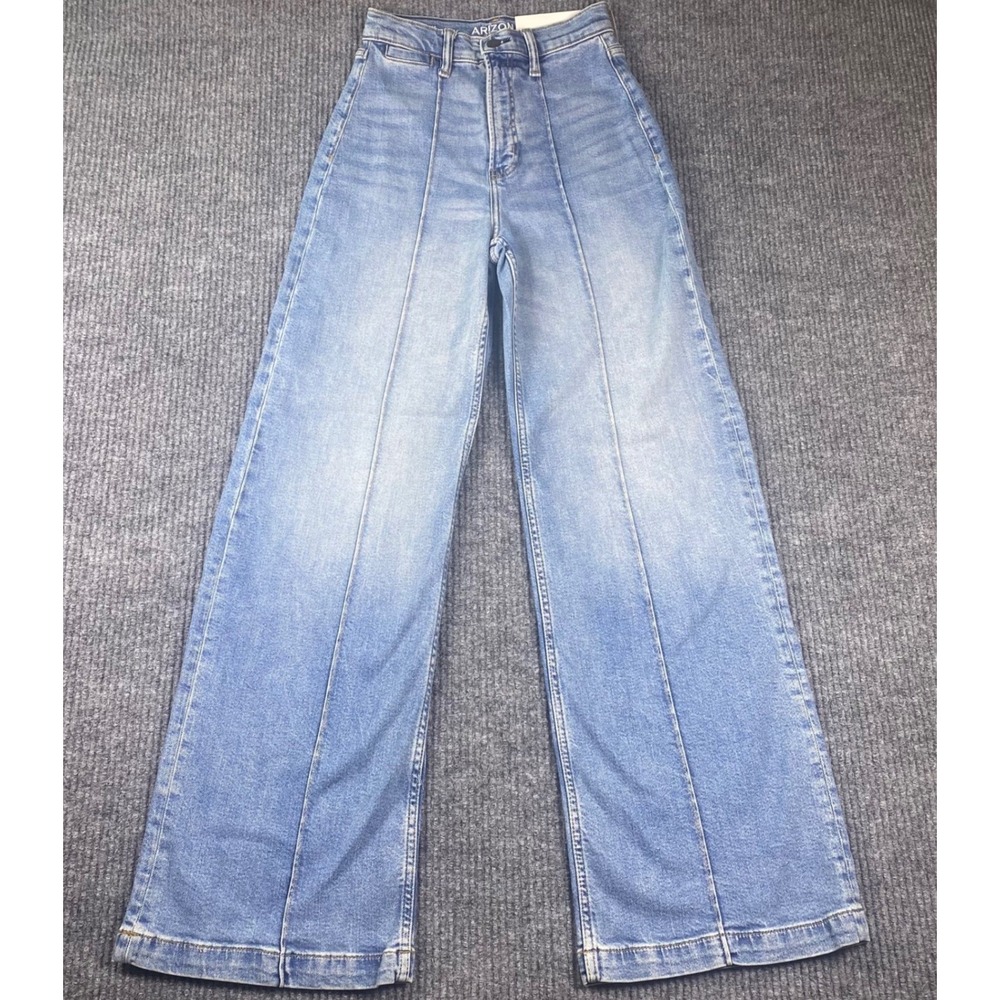 Arizona Jean Co Jeans Womens 0 Blue Wide Leg Highest Rise Seam Front Boho Y2K